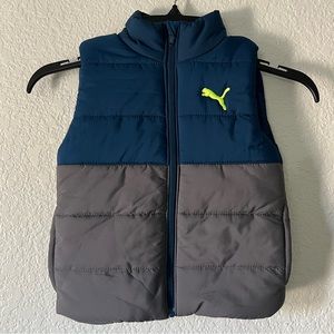 Puma puffer blue and gray boys vest. XXS 3-4